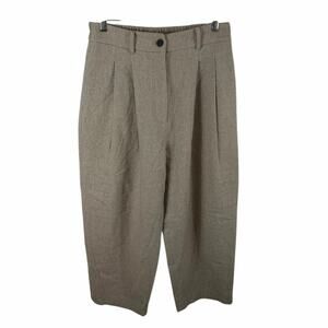 Amente Los Angeles Wool Trousers Beige High Waisted M/L Adjustable Waist Career